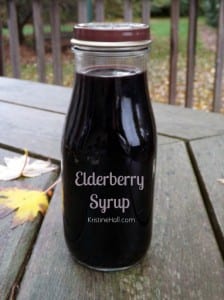 elderberry syrup in upcycled Starbucksbottle